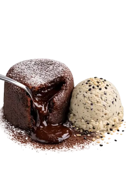 [147] [147] Fondant au Chocolat, boule de glace sésame 