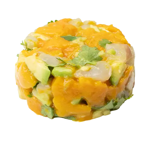 [3] [3] Tartare de daurade, mangue, avocat, coriandre, zeste de citron vert 